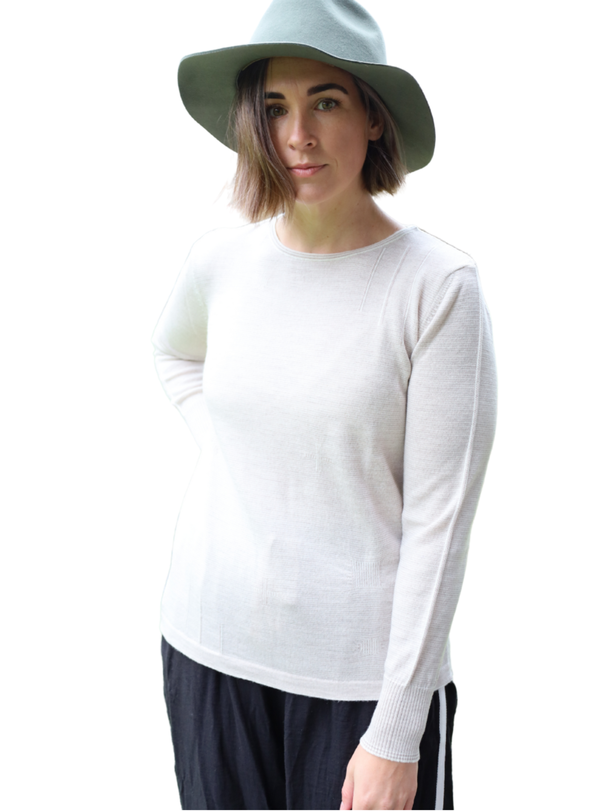 Royal Merino Fine Striped Embossed jumper sand