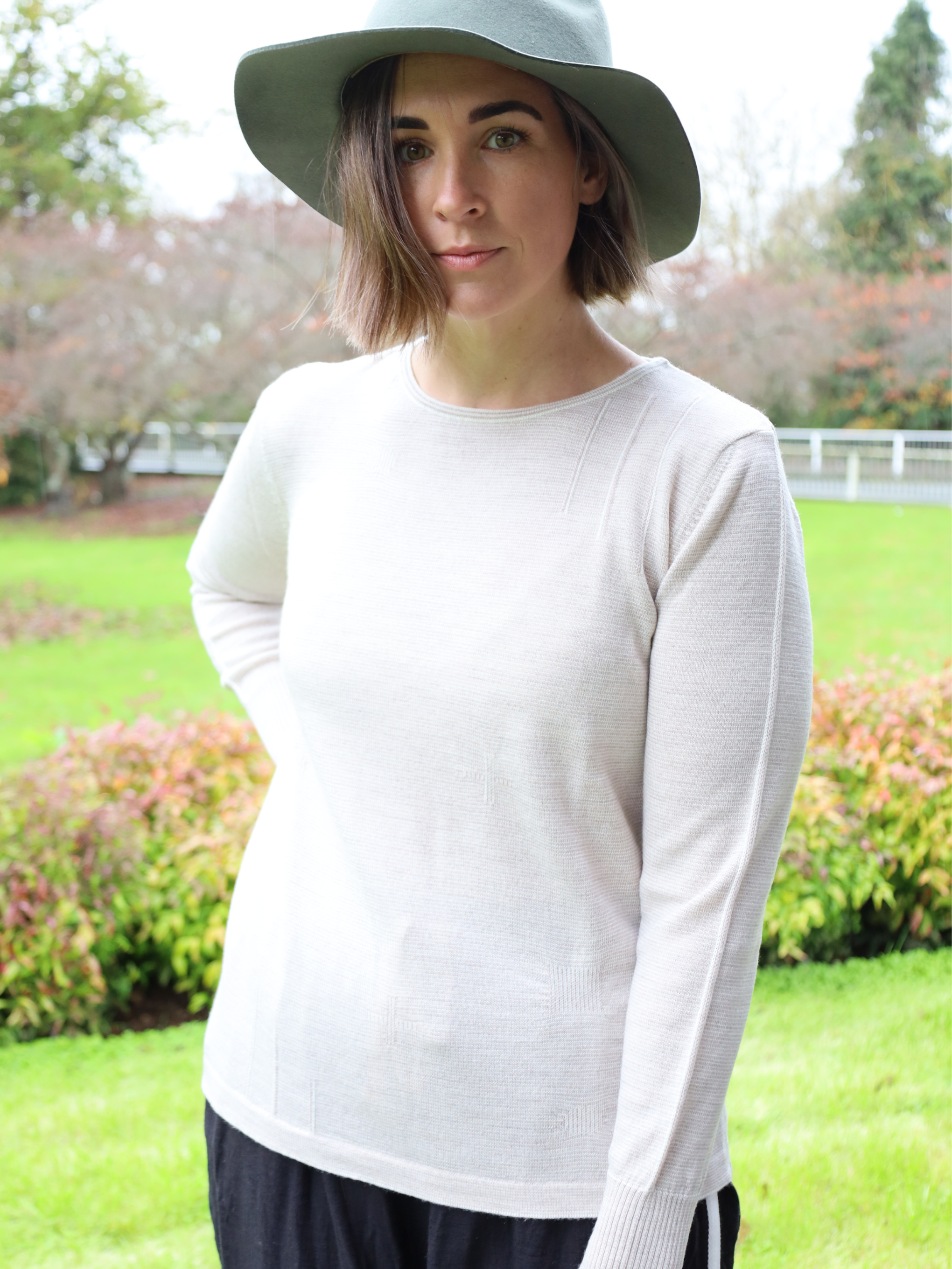 Royal Merino Fine Striped Embossed jumper - Sand