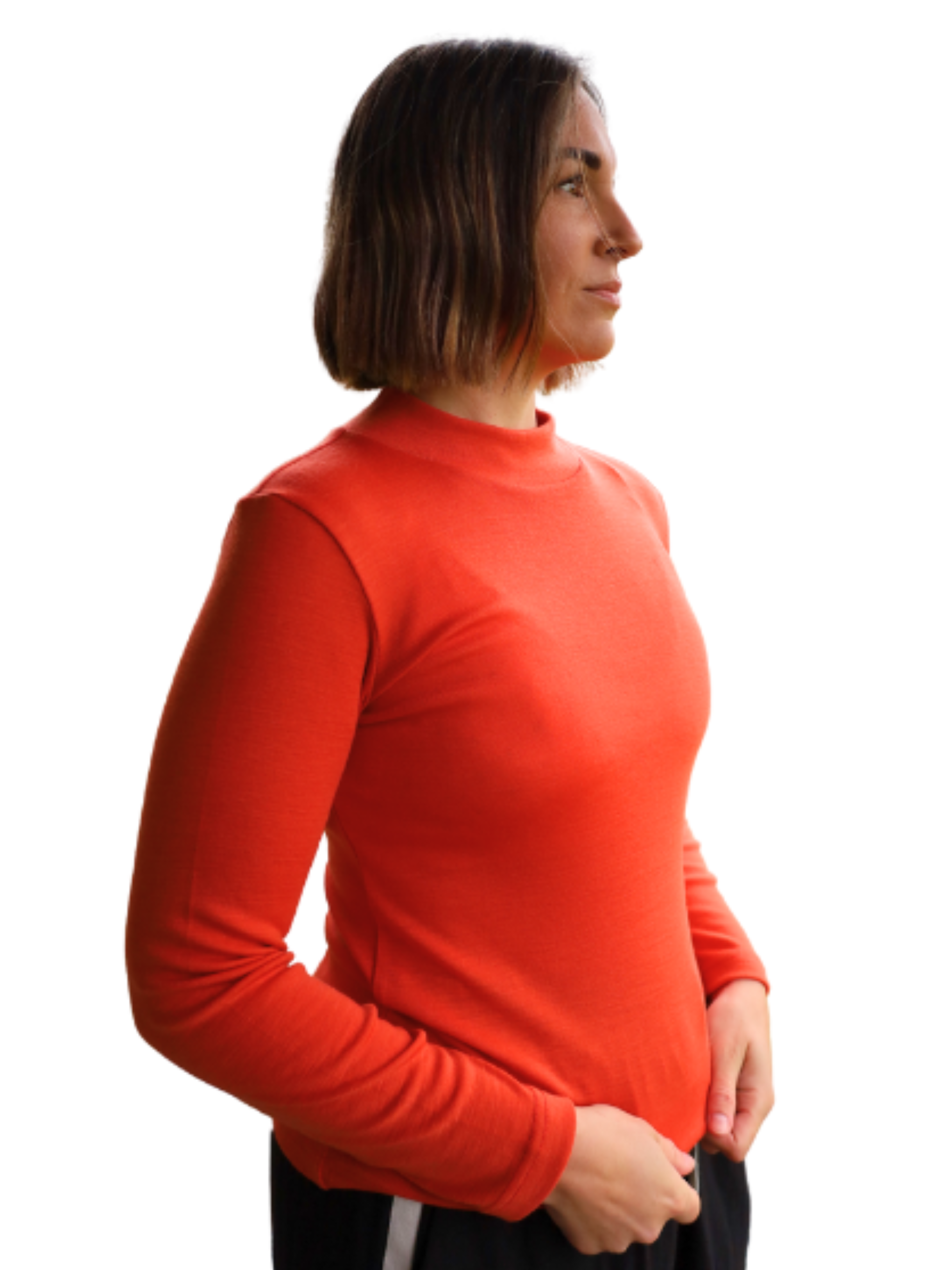 Merino turtle neck jumper chilli