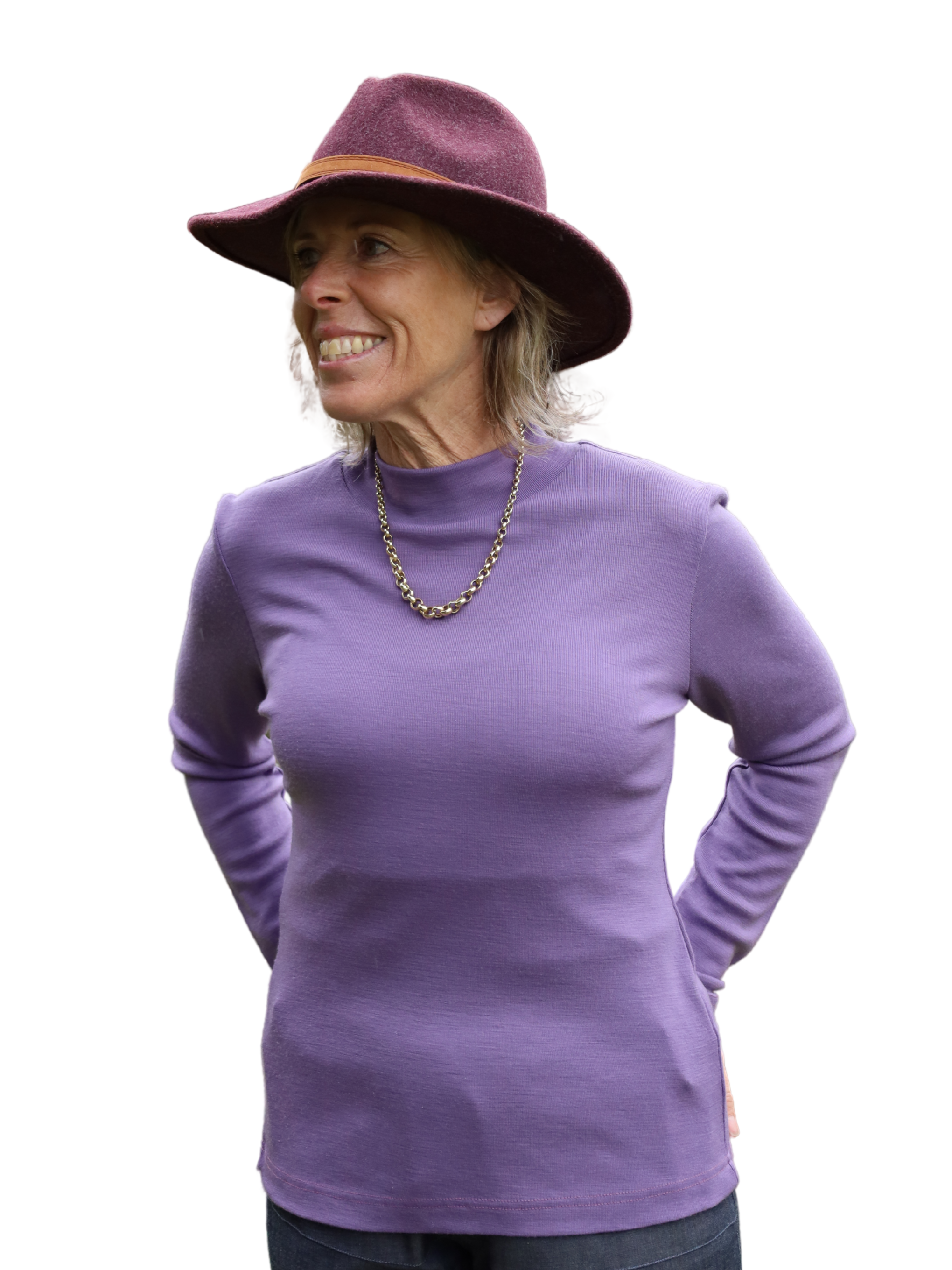 Merino turtle neck jumper orchid
