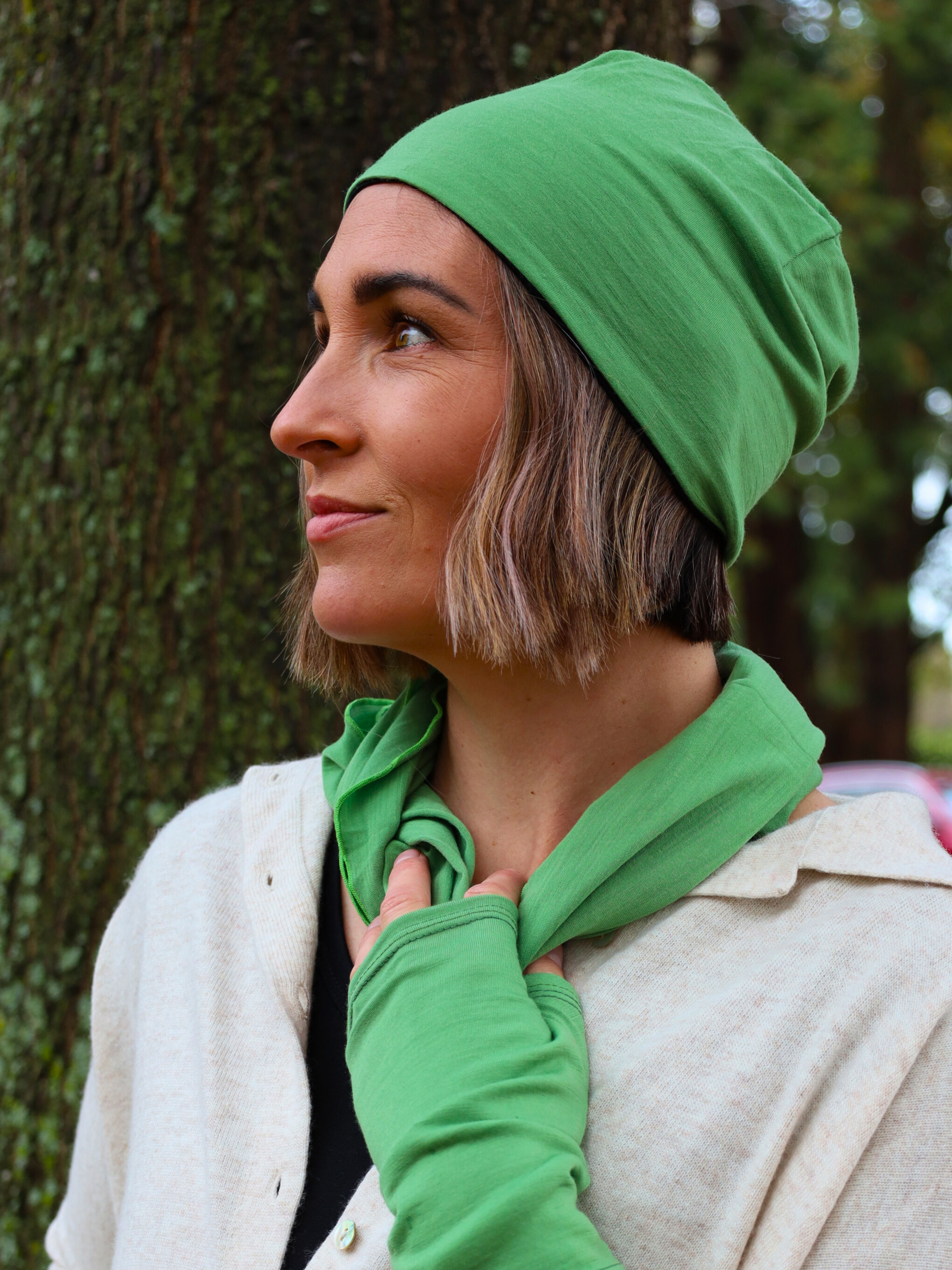 merino beanie green