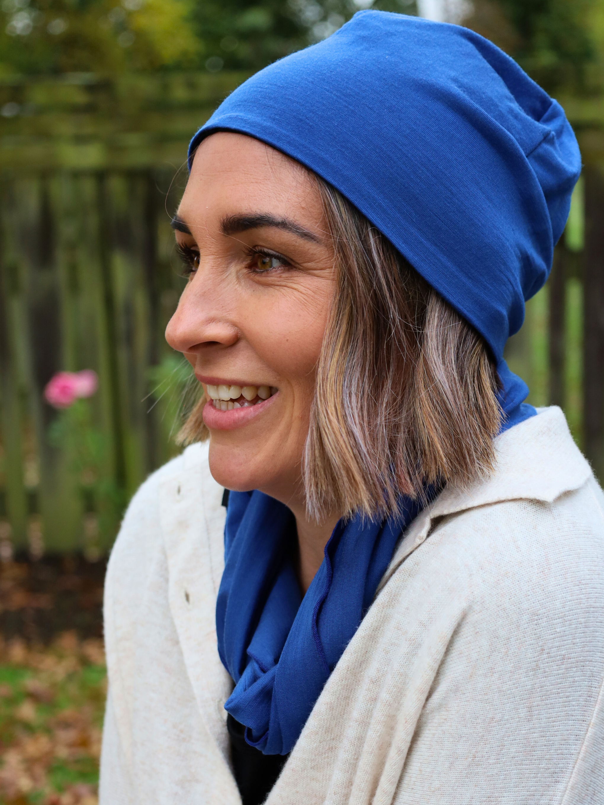 merino beanie, blue