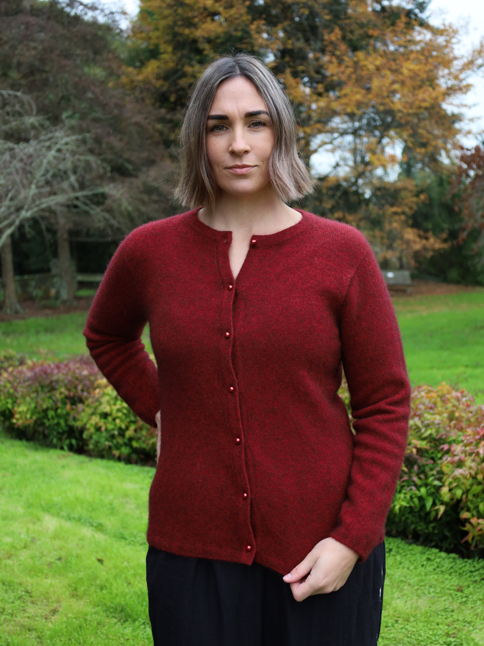 Merino Possum Cardigan Sangria