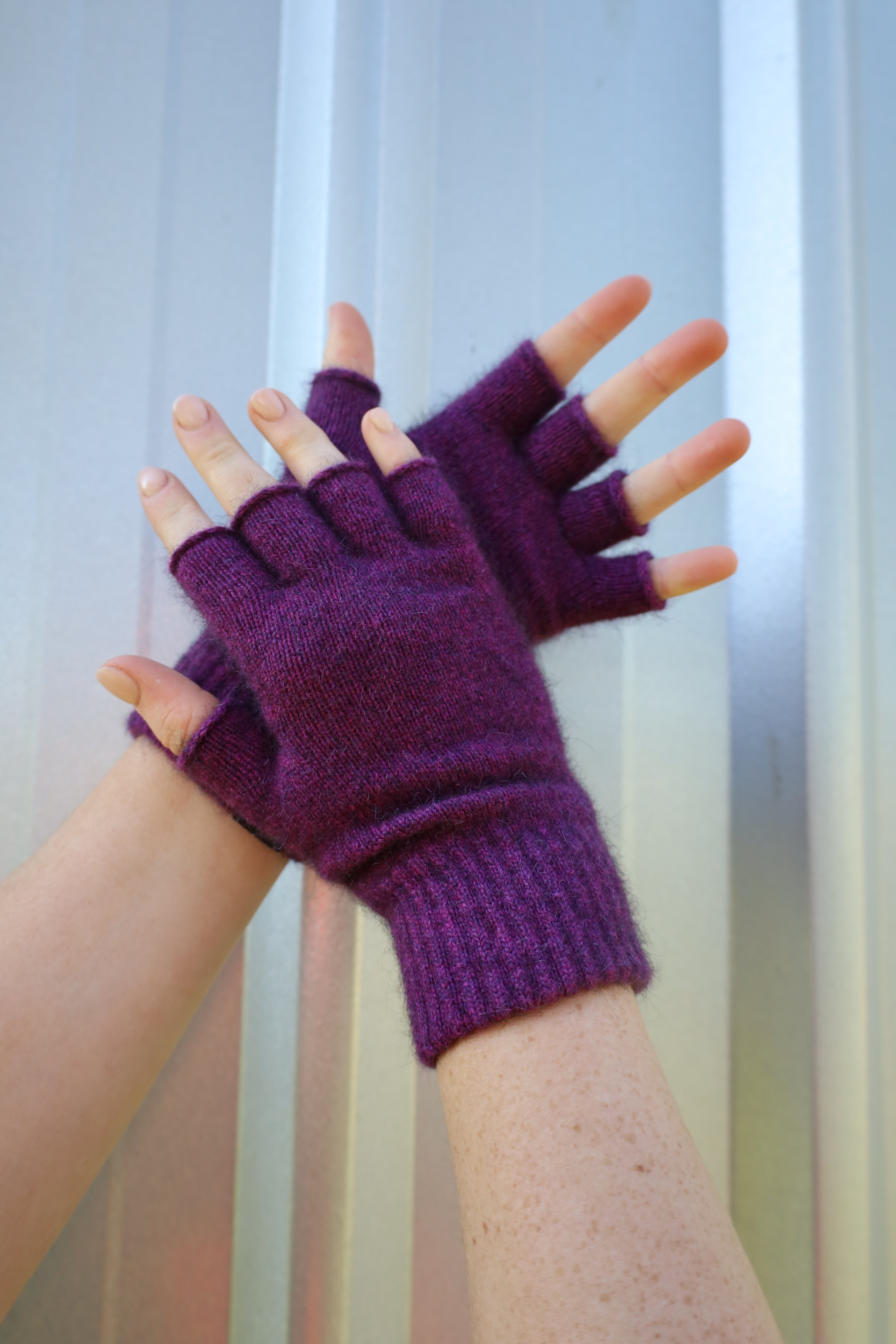 Twilight possum fingerless gloves