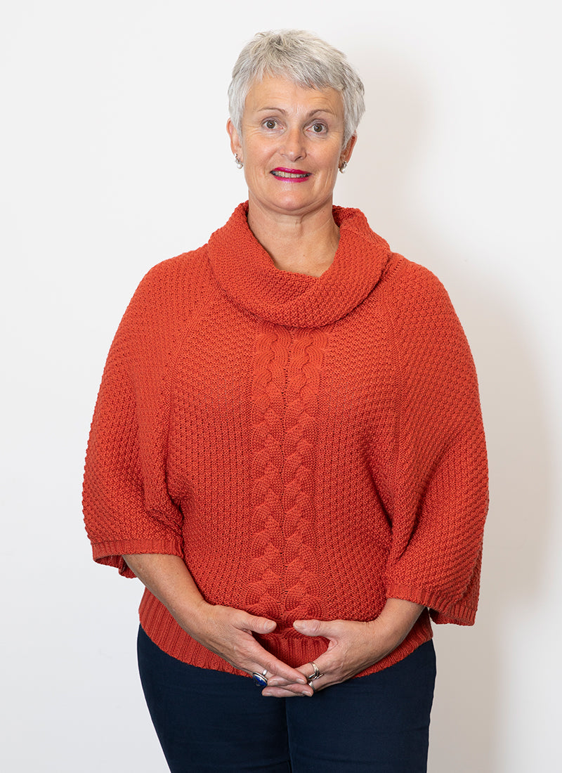 Italian Made Kimberley Cable Cowl Neck - 100% Merino Wool