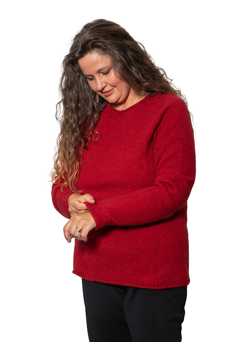 AOK Clothing's Merino and Possum Blend Plain Crew Neck Jumper.Poppy