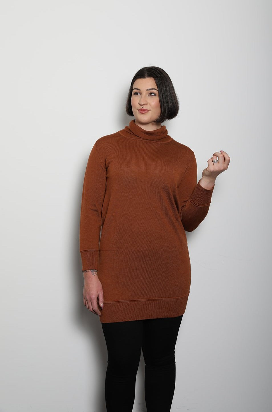 Rust Freida Loose Fit Merino Dress from AOK Clothing.