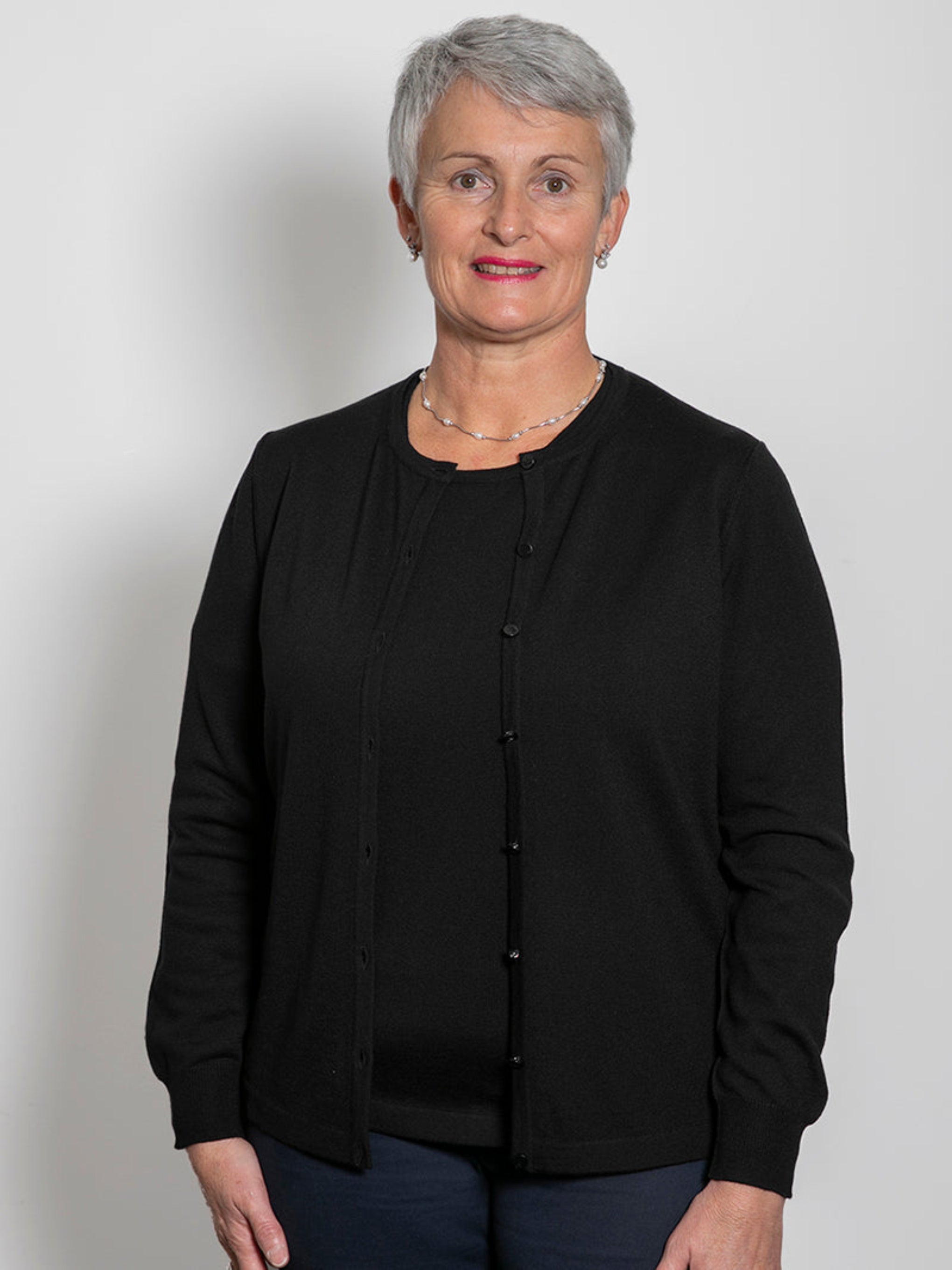 Classic Merino Button to Neck Cardigan Black