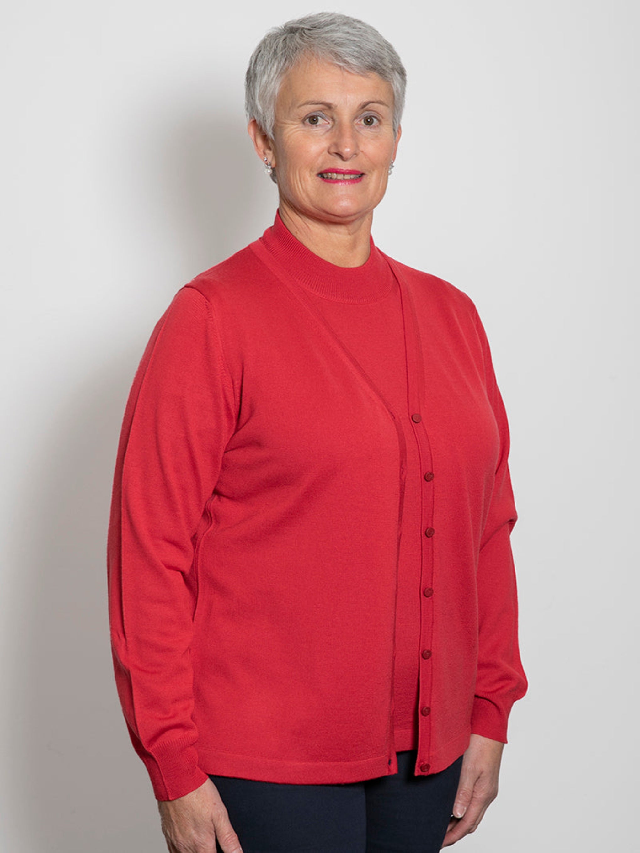 Classic Merino v neck cardi Raspberry