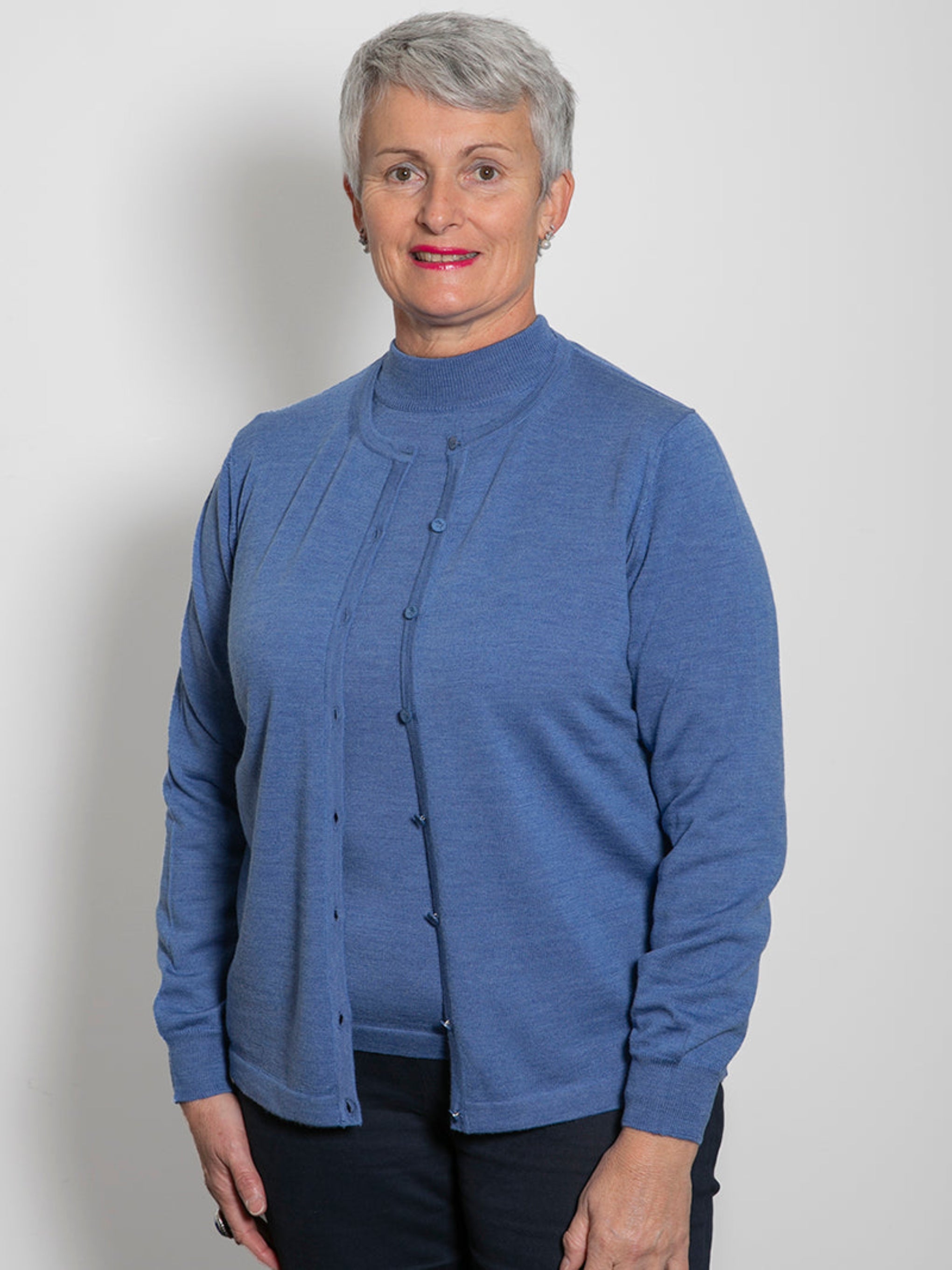 italian Classic Button to neck Cornflower