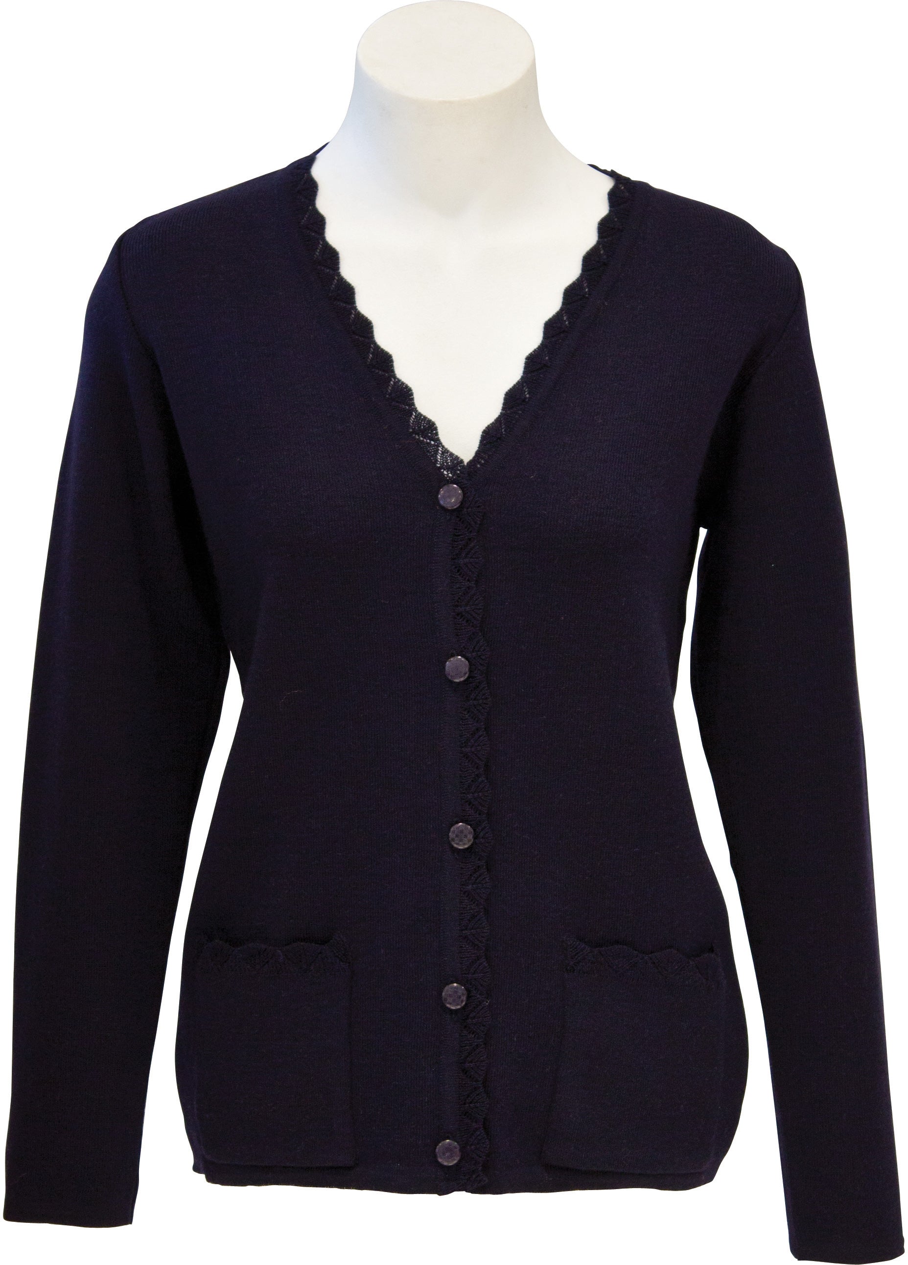 A timeless classic! AOK Clothings' 100% Merino V neck button cardigan . Shop online for this essential piece for your wardrobe, perfect for any season and looks smart with trousers, skirts and dresses.  Trendy Mature Fashion